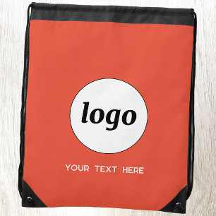 Simple Logo Text Promotional Business Orange Drawstring Bag