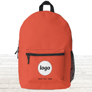 Simple Logo Text Promotional Business Orange Printed Backpack