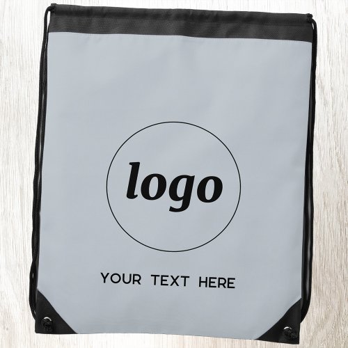 Simple Logo Text Promotional Business Powder Blue Drawstring Bag