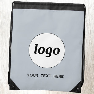 Simple Logo Text Promotional Business Powder Blue Drawstring Bag