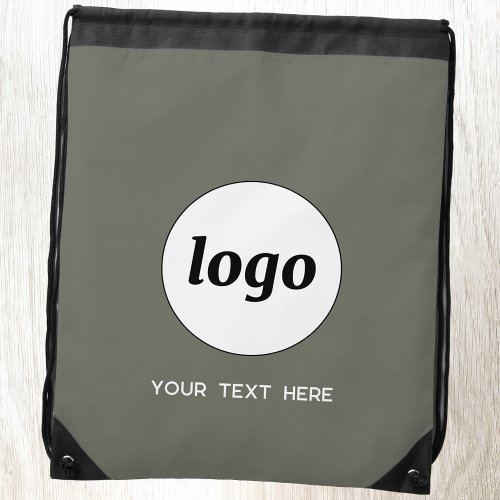 Simple Logo Text Promotional Business Sage Green Drawstring Bag