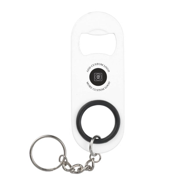 Simple Logo Text QR Code Business Branding Design Keychain Bottle Opener (Front)