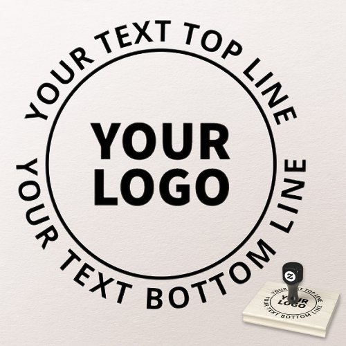 Simple Logo Upload  Customizable Circular Text Rubber Stamp