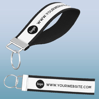 Simple Logo Website Address Business  Wrist Keychain by Squirrell at Zazzle