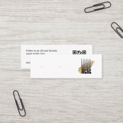 Simple Logo White Earring Display with QR Code Mini Business Card