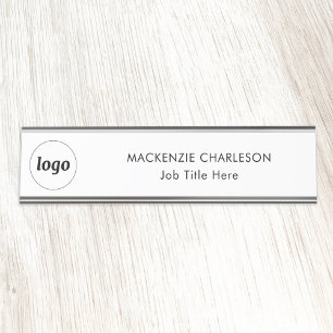 Simple Logo with Custom Text Business Professional Desk Name Plate