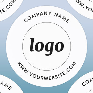 Simple Logo with Custom Text Business Promotional Classic Round Sticker