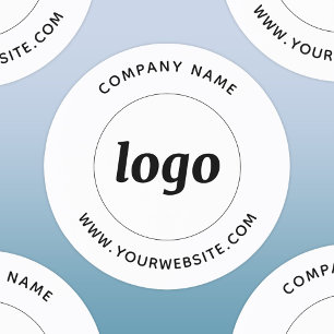 Simple Logo with Custom Text Business Promotional Classic Round Sticker