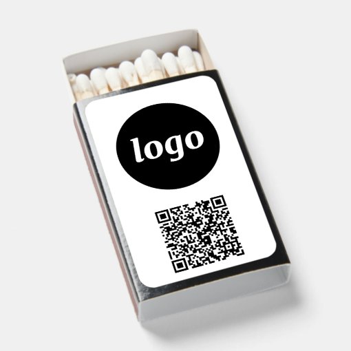 Simple Logo With QR Code Promotional Business Matchboxes Zazzle