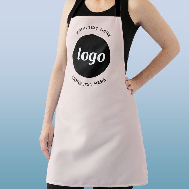Simple Logo With Text Blush Pink Business Apron (Logo and text business promotional or uniform apron)