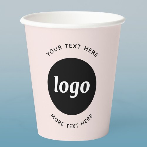 Simple Logo With Text Blush Pink Business Paper Cups