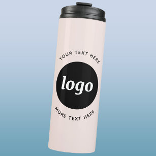 Simple Logo With Text Blush Pink Business Thermal Tumbler