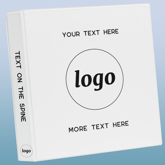 Simple Logo With Text Business 3 Ring Binder (Simple minimalist logo and custom text business promotional 3 ring binder)