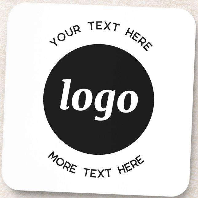 Simple Logo With Text Business Beverage Coaster (Logo with text business promotional drinks coasters)