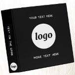 Simple Logo With Text Business Black 3 Ring Binder<br><div class="desc">Add your own logo and choice of text to this design,  and change the background color in the Design Tool.  Remove any of the text if you prefer by leaving blank.  Minimalist and professional.</div>