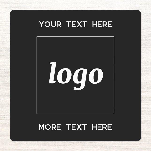 Simple Logo With Text Business Black Labels (Simple logo with custom text business branding promotional sticker labels in black and white)