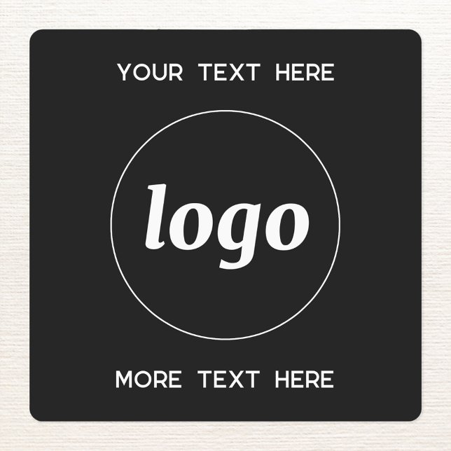 Simple Logo With Text Business Black Labels (Simple logo with custom text business branding promotional sticker labels in black and white)