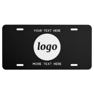 Simple Logo With Text Business Black License Plate