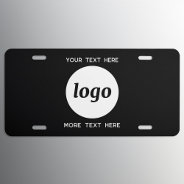 Simple Logo With Text Business Black License Plate at Zazzle