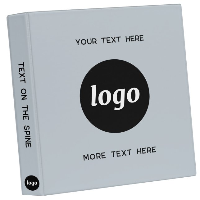 Simple Logo With Text Business Blue 3 Ring Binder (Logo with custom text light dusty powder blue business promotional branded binder)