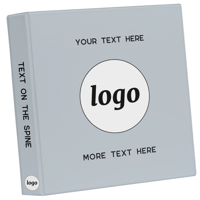Simple Logo With Text Business Blue 3 Ring Binder (Logo and custom text professional business promotional 3 ring binder)