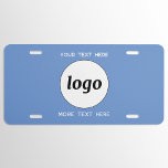 Simple Logo With Text Business Blue License Plate<br><div class="desc">Add your own logo and choice of text to this design,  and change the background color in the Design Tool.  Remove the top or lower text if you prefer.  Minimalist and professional.</div>