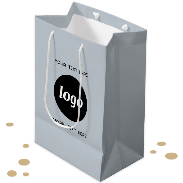Simple Logo With Text Business Blue Medium Gift Bag (Simple logo and custom text promotional business branding gift or product bag)