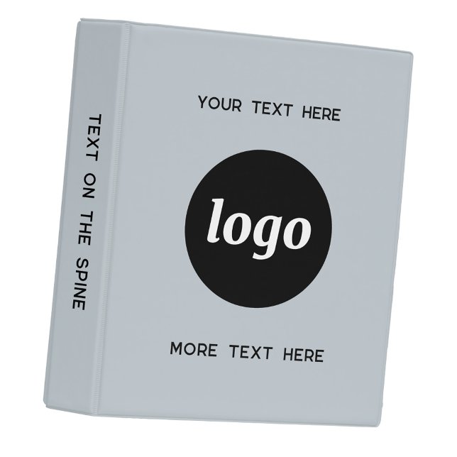 Simple Logo With Text Business Blue Mini Binder (Logo with custom text light dusty powder blue business promotional branded mini binder)