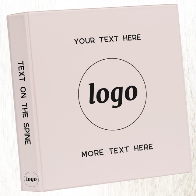 Simple Logo With Text Business Blush Pink 3 Ring Binder (Simple logo and custom text business professional blush pink 3 ring binder)