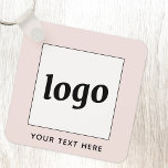Simple Logo With Text Business Blush Pink Keychain<br><div class="desc">Add your own logo and choice of text to this design.  Remove the text if you prefer.  Minimalist and professional.  Great for employee branding,  or as a promotional product for your clients and customers.</div>