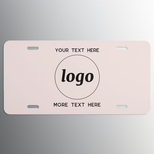 Simple Logo With Text Business Blush Pink License Plate