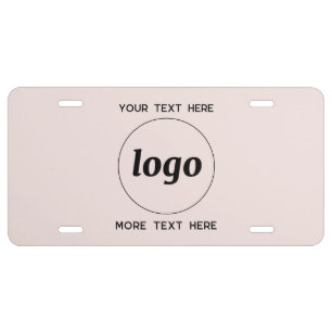 Simple Logo With Text Business Blush Pink License Plate