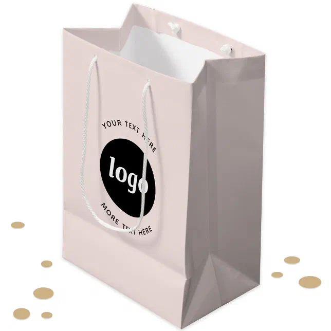 Simple Logo With Text Business Blush Pink Medium Gift Bag | Zazzle