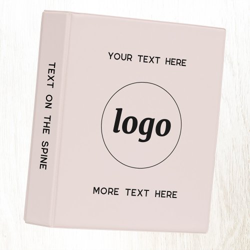 Simple Logo With Text Business Blush Pink Mini Binder