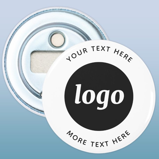 Simple Logo With Text Business Bottle Opener (Simple logo with text promotional business button bottle opener)