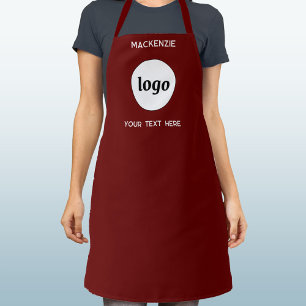 Simple Logo With Text Business Branding Burgundy Apron