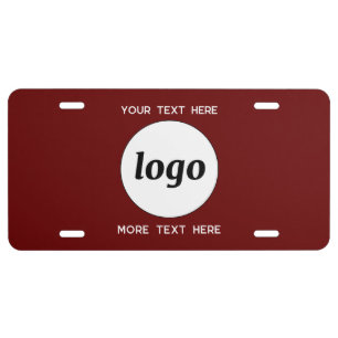 Simple Logo With Text Business Burgundy Red License Plate