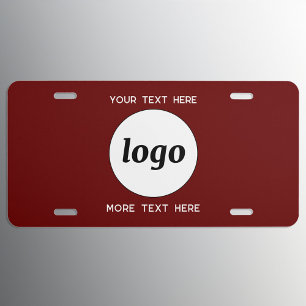 Simple Logo With Text Business Burgundy Red License Plate