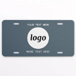 Simple Logo With Text Business Charcoal Gray License Plate<br><div class="desc">Add your own logo and choice of text to this design,  and change the background color in the Design Tool.  Remove the top or lower text if you prefer.  Minimalist and professional.</div>
