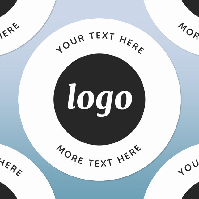 Simple Logo With Text Business Classic Round Sticker (Simple logo with text promotional business stickers)