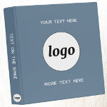 Simple Logo With Text Business Dusty Blue 3 Ring Binder<br><div class="desc">Add your own logo and choice of text to this design,  and change the background color in the Design Tool.  Remove any of the text if you prefer by leaving blank.  Minimalist and professional to reflect your brand.</div>