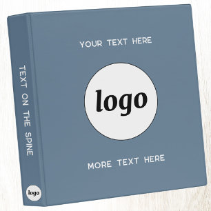 Simple Logo With Text Business Dusty Blue 3 Ring Binder