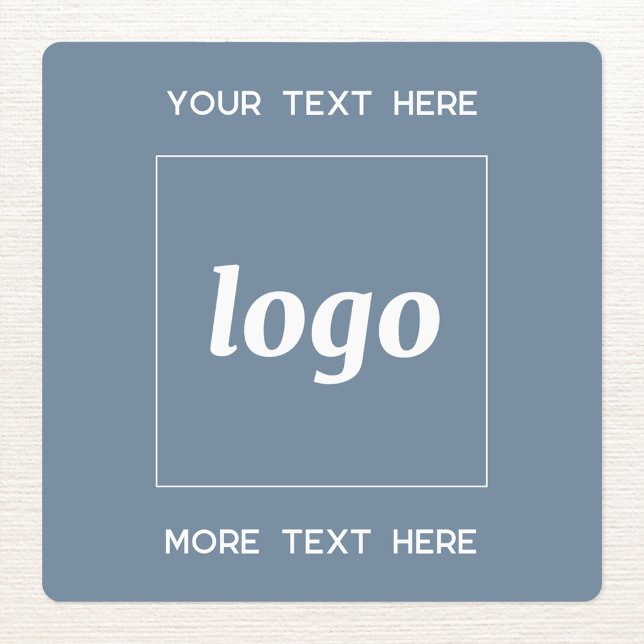 Simple Logo With Text Business Dusty Blue Labels (Simple logo with custom text business branding promotional sticker labels in dusty blue)