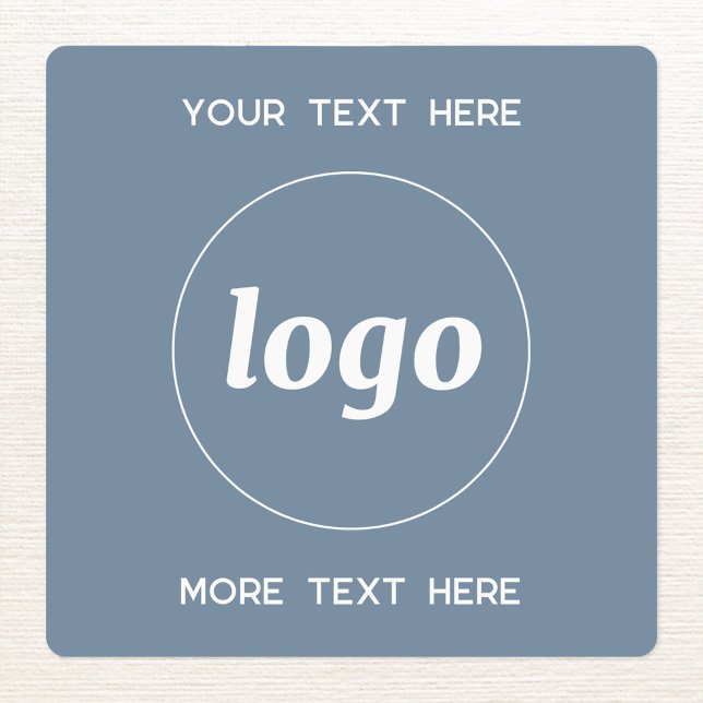 Simple Logo With Text Business Dusty Blue Labels (Simple logo with custom text business branding promotional sticker labels in dusty blue)
