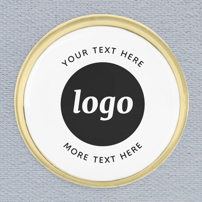 Simple Logo With Text Business Gold Finish Lapel Pin (Logo with custom text promotional business lapel pin)