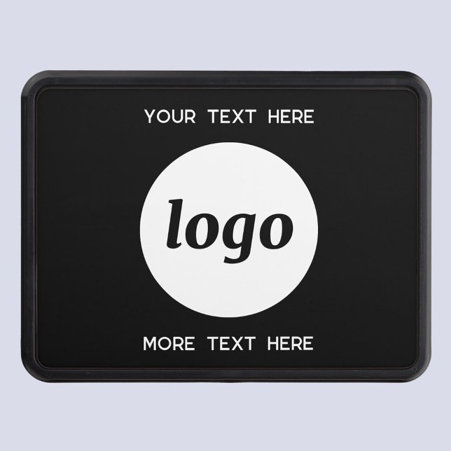 Simple Logo With Text Business Hitch Cover (Simple logo with custom text business branding promotional black trailer hitch cover)