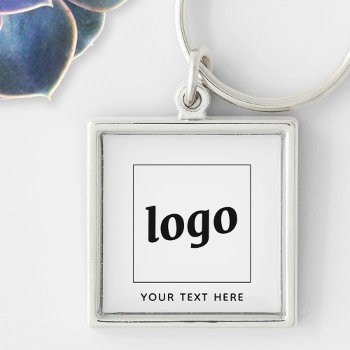Simple Logo With Text Business Keychain by Squirrell at Zazzle