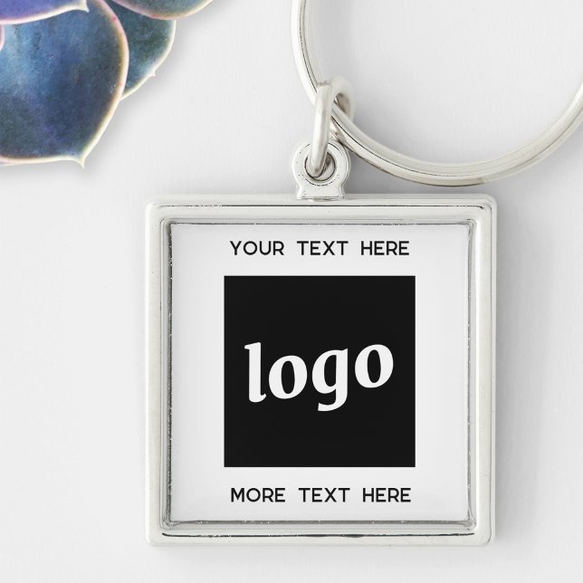 Simple Logo With Text Business Keychain (Logo with custom text promotional business keychain)