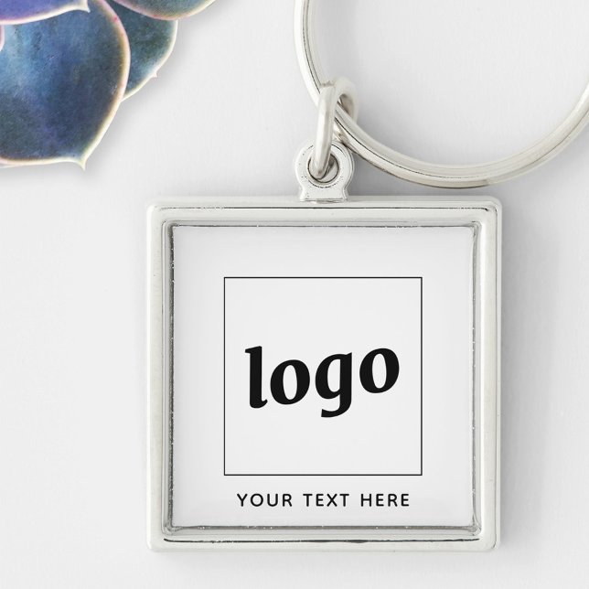 Simple Logo With Text Business Keychain (Logo custom text business promotional keyring)