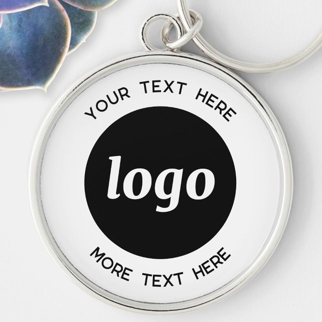 Simple Logo With Text Business Keychain (Logo and custom text business promotional keychain keyring)